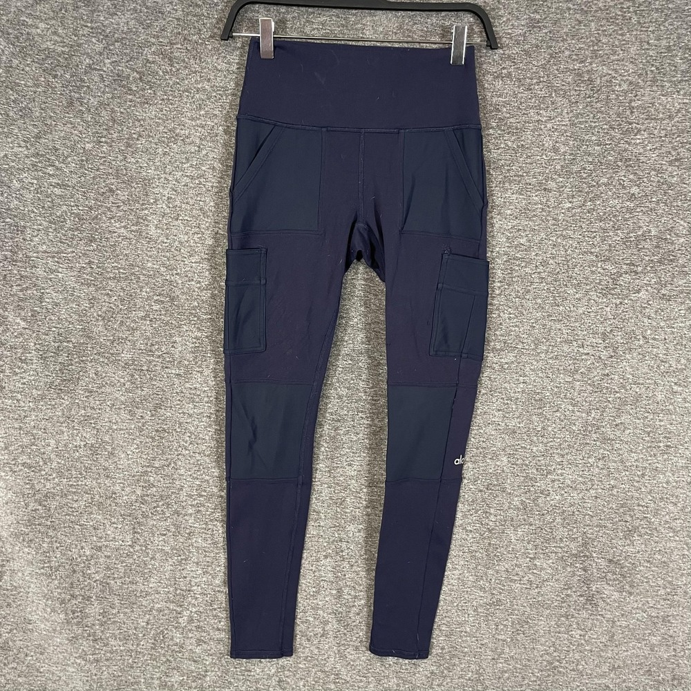 Alo Yoga Leggings Womens Small Blue High Waist Cargo Pockets Ankle Yoga Athletic